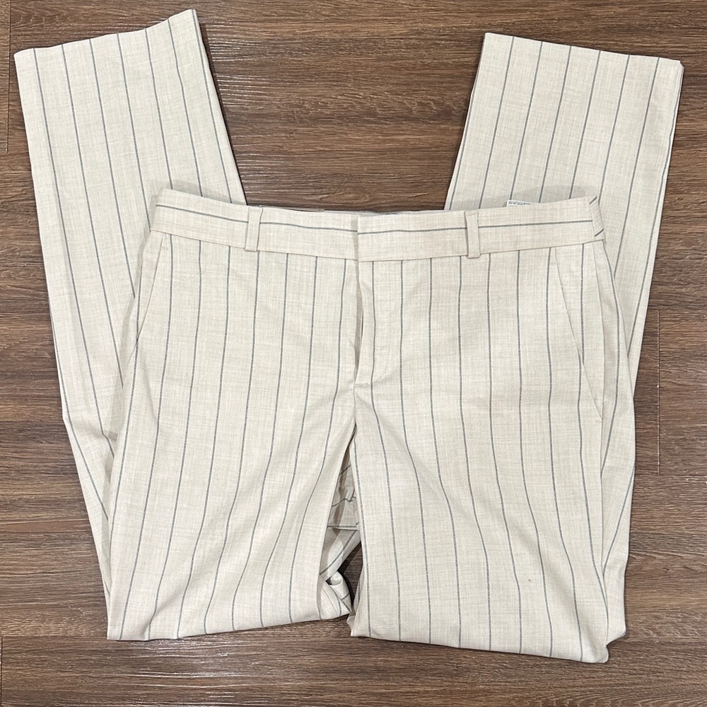 Banana Republic Cream Striped Straight Leg Pants
